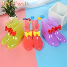 Botas de lluvia transparentes para niñas, zapatos impermeables de princesa, botines para adolescentes, botas grandes con lazo 2024 - compra barato