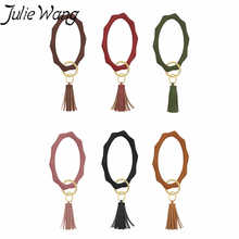 Julie Wang-pulsera de silicona con borla y forma de bambú para mujer, brazalete de moda para exteriores, llavero de joyería 2024 - compra barato