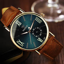 Relógio masculino com pulseira de couro, relógio casual estiloso com pulseira de couro de quartzo yazole ceasui 2024 - compre barato
