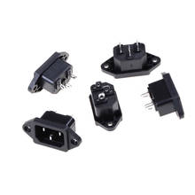 Conectores de tomada masculina iec 250 c14, 5 convés ac 320 v 10a pretos soquetes de energia conectores de entrada de energia