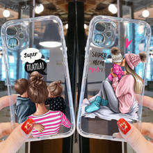 PUNQZY Cute MaMa Of Girl boy Mom Baby Phone Case For iPhone 13 12 11 PRO MAX XR 6 8 Plus XS Soft TPU Transparent Soft TPU Cover 2024 - buy cheap