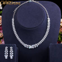 CWWZircons-Conjunto de joyería de zirconia cúbica para mujer, con forma de gota de hoja clásica, elegante, collar de Boda nupcial, pendientes, T396 2024 - compra barato