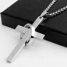 Simple Cross With Circle Pendant Necklaces Stainless Steel Chain Christ Cruz Necklace For Men Boys Cool Neck Jewelry Collier 2024 - buy cheap