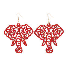 E7398 ZWPON Cutout Wooden Elephant Earrings for Women Ethnic Earrings Large Accessories Hollow Pendant Earrings 2024 - buy cheap