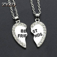 ZYZQ Fashion Design Broken Heart Necklace For Besties With Tiny Crystal Stone Setting With Letter Best Friend Engraved Necklace 2024 - buy cheap