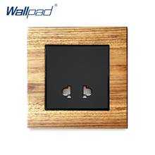 2 Pin Socket Wallpad Luxury Wooden Panel Electric Wall Power Socket Electrical Outlets For Home 2024 - buy cheap