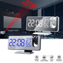 Projection Alarm Clock Mirror LED Digital Alarm Temperature And Humidity Display USB Bedside Electronic Clock With Radio Snooze 2024 - buy cheap