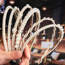 Elegante grande simulação pérolas aro de cabelo bandana para as mulheres headwear pérola grânulos hairband acessórios para o cabelo 2024 - compre barato