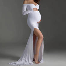 Vestido longo para grávidas, sem ombro, adereço para fotografia, vestido maxi para mulheres grávidas 2024 - compre barato