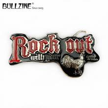 The Bullzine Rock out-hebilla de cinturón con FP-03288 plateado, adecuada para 4cm de ancho, encaje en el cinturón 2024 - compra barato
