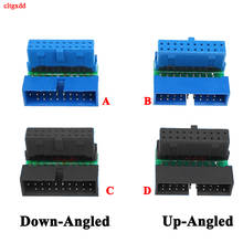Cltgxdd adaptador de extensão, 1 peça, usb 3.0, 20 pinos, macho para fêmea, ângulo de 90 graus para conector da placa principal, soquete, preto, azul 2024 - compre barato