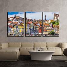 New hot DIY diamond painting 3 Pieces Porto Portugal Old Town scenic diamond embroidery full square round drill diamond mosaic 2024 - buy cheap