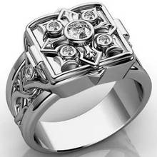Креативное золотистое и серебристое Открытое кольцо с белым цирконием, инкрустация кристаллами, кольца для мужчин в стиле панк, хип-хоп, ювелирные изделия, подарки Вечерние 2024 - купить недорого