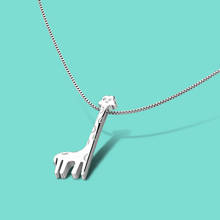 New 100% S925 Sterling Silver Necklace Female Cute Giraffe Pendant Design Solid Silver Box Chain Size 40+5cm Women's Jewelry 2024 - buy cheap