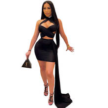 Sexy Women Skirt Suit Hollow Out Bandage Crop Top + Mini Dress Streetwear Party Night Clubwear Summer Clothes For Women 2024 - buy cheap