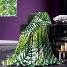Cobertor aquarela tropical, folhas de palmeira coloridas, ilustração natural, sensação quente de inverno 2024 - compre barato