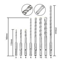 Ponta de broca elétrica, 8 peças, 5-12mm, ponta de carboneto, alvenaria, tijolo de concreto, brocas, haste sd plus 2024 - compre barato