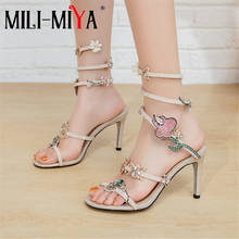 MILI-MIYA Rhinestones Ankle Strap Sandals Leggings Women Roman High Heels Sandals Sexy Crystal Flowers Fish Mouth Party Shoes 2024 - buy cheap