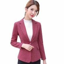 Blazer xadrez feminino, jaqueta xadrez, de outono, para escritório, slim, casual, curto, kw399 2024 - compre barato