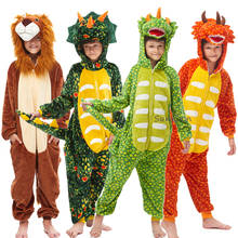 Kigurumi-Pijama de dinosaurio para niños y niñas, conjunto de ropa de dormir de animales, de unicornio, para invierno 2024 - compra barato