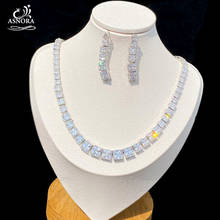 ASNORA-Conjunto de collar con colgante geométrico de circonia cúbica, collar Simple de 3A, nuevo diseño, para mujer, joyería de boda de fiesta de alta calidad 2024 - compra barato