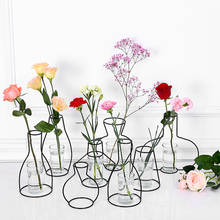 Креативная Современная черная железная линия, ваза для цветов, металлический держатель для растений, для гостиной, спальни, стола, домашний декор, в скандинавском стиле, железная ваза 2024 - купить недорого