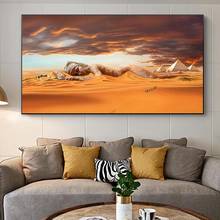 Abstract Egypt Pyramid Egypt Desert Oasis Nude Woman Oil Painting on Canvas Posters and Prints Wall Art Picture for Living Room 2024 - buy cheap