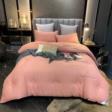 Coberta de edredom luxuosa outono inverno 100% algodão bordado coberta enchimento coberta de cama sólida engrossada rosa 2024 - compre barato