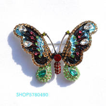 Multi Color Butterfly Rhinestone Painted Elegent Brooch Women Crystal Breast Pin Corsage Ladies Party Dress Ornaments Jewelry 2024 - buy cheap