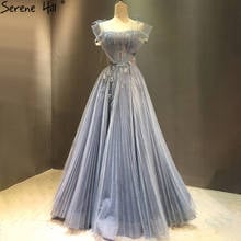 A-Line Blue Tulle Beading Flowers Prom Dresses 2021 Evening Gowns Sexy For Women Party BLA71149 Serene Hill 2024 - buy cheap