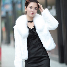 Women's Man-made Rabbit fur coat Women's Warm coat Short Man-made Fox fur collar Overcoat jacket fur coat women 2024 - buy cheap