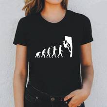 Эволюция скалолаз футболка горы подняться футболка Femme детская игра "скалолаз" Эволюция футболка Для женщин топы Свободные Camiseta Mujer 2024 - купить недорого
