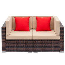 Полностью оборудованный плетеный диван из ротанга с двумя угловыми диванами с коричневым градиентом 2024 - купить недорого