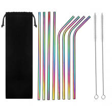 High Quality 304 Stainless Steel Metal Straw 4/8Pcs Colorful Reusable Drinking Straw  with Cleaner Brush For Mugs 2024 - buy cheap