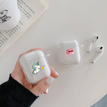 Funda con agujero colgante para Airpods, caja de carga para auriculares inalámbricos, cubierta protectora suave para AirPods 1 y 2, unicornio bonito 2024 - compra barato