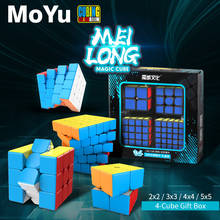 Кубик MoYu box 2x2 3x3x3 4x4 5x5 профессиональный магический куб Moyu 4 шт. скоростной куб набор Meilong магический куб головоломки Развивающие игрушки для детей 2024 - купить недорого