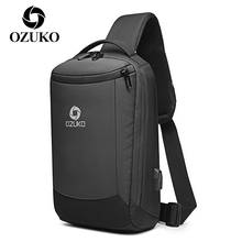 Сумка-слинг OZUKO мужская с USB-зарядкой, Многофункциональный саквояж кросс-боди для коротких поездок, водонепроницаемый нагрудной портфель для Ipad 9,7 дюйма 2024 - купить недорого