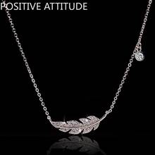 Korea  shiny crystal feather female pendant necklace wedding Valentine's Day girlfriend gift popular jewelry 2024 - buy cheap