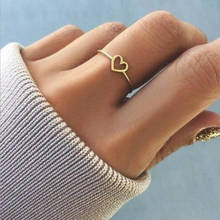 Moda oco coração anéis mais finos liga elegante anéis de casamento agradável presente de natal simples coração feminino anéis 2024 - compre barato