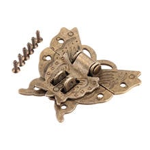 Antique Bronze Butterfly Box Buckle Hasp Latch Jewelry Wooden Box Clasp Lock Cabinet Buckle Vintage Case Locks 59x53mm 2024 - buy cheap
