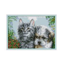 Kitten e cachorro pintura diamante kit de ponto cruz bordado redondo quadrado bordado faça você mesmo bordado artesanal bordado 2024 - compre barato