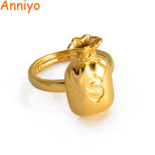 Anniyo Coin Symbol Money Bag Ring for Women Girls Gold Color Coins $ Jewelry Symbol of Wealth #220106 2024 - buy cheap