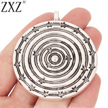 ZXZ-colgante de plata tibetana para mujer, abalorios redondos de Ino en espiral, para collar, joyería, 62x55mm 2024 - compra barato
