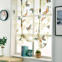 Tulle Butterfly Voile Floral Pattern Kitchen Embroidered Screening Panel Short Window Living Room Bedroom Office Roman Curtain 2024 - buy cheap