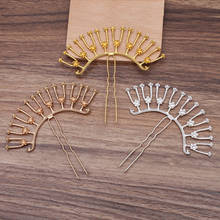 10 PCS 42*110mm Metal Alloy Flowers Hair Sticks Base 9*70mm Gold/Silver Color Hair Fork Setting DIY Headwear Accessory 2024 - buy cheap