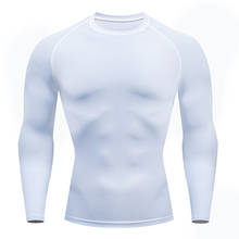 Camiseta esportiva masculina, manga comprida, de compressão, para exercício, fitness, casual 2024 - compre barato