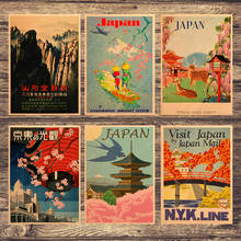 Visite tokyo pinturas tela de viagem estilo vintage de parede, pôsteres adesivos para decoração de casa revestidos estilo japão 2024 - compre barato