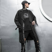 Gabardina de lana para hombre estilo Hip hop, holgada, Punk, color negro, para invierno 2024 - compra barato