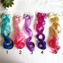 Hair Extensions Curly Wig for Kids Girls Ponytail Cute Colorful Head Bows Clips Bobby Pins Hairpin Barrette Hair Accessories 025 2024 - buy cheap