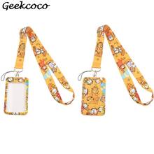 J1978 Cartoon Cat Lanyard for keys Phone USB Badge Holders Webbing PVC Credit Card Holder Cute ID Card Case 2024 - buy cheap